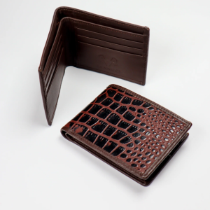 Bifold Crocodile Skin Themed Leather Wallet